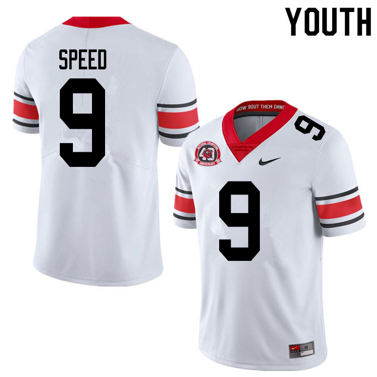 Georgia Bulldogs Youth Ameer Speed #9 White 2020 1980 National Champions 40th Anniversary Stitched College UGA Football Jersey 23QU018YH